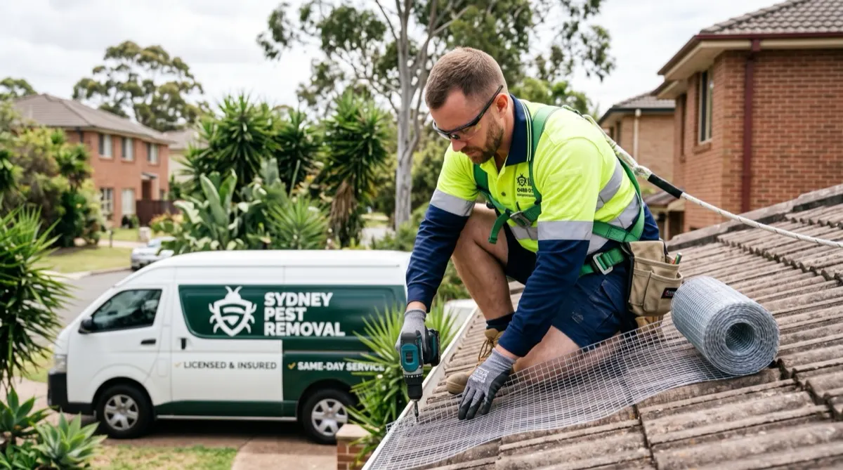 Technician sealing and protecting a home perimeter